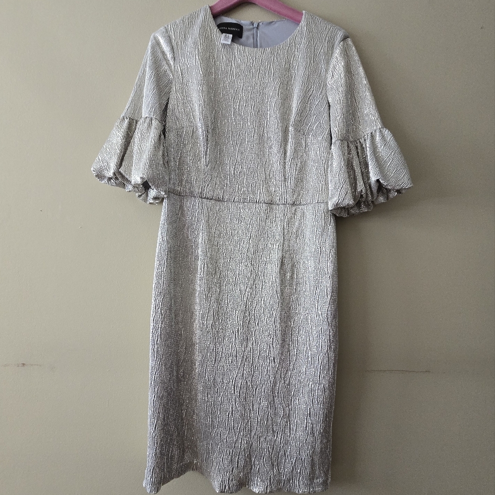 Donna Morgan Gold Ruffle Sleeve Dress Size 8